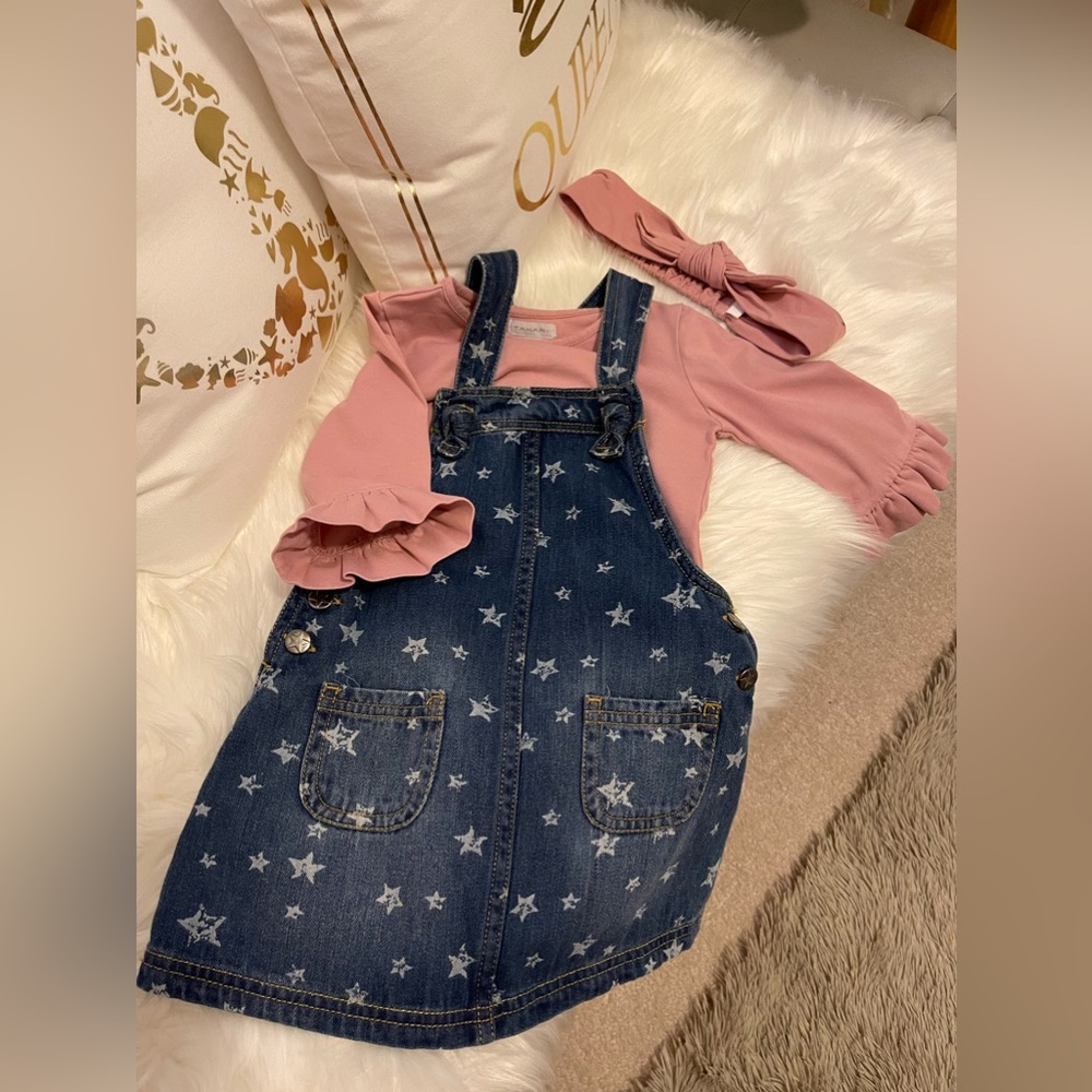 Tahari 3pcs Denim Jump-dress outfit size 3T